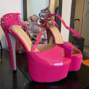 Pink Platform Ankle Strap Heels
